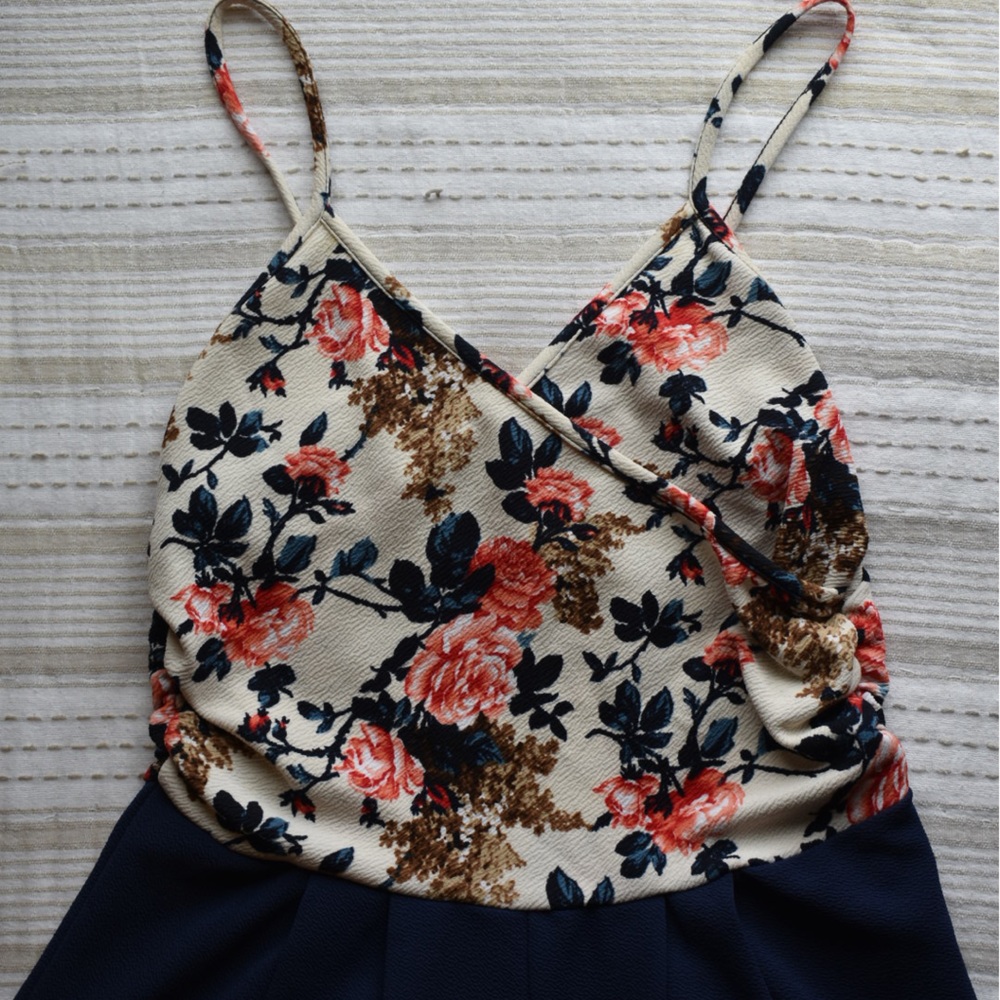 Navy floral romper